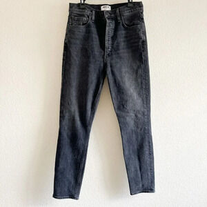 AGOLDE Nico Skinny High Rise Jeans Black Wash Virtue Size 27 Button Fly Denim